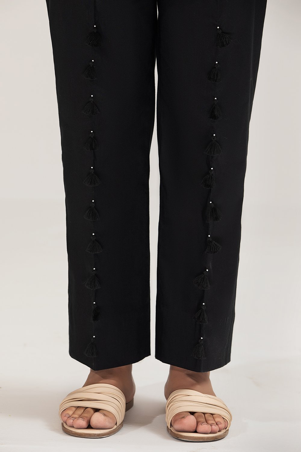 PE21-11-Front Tassel Detailing Loose Straight Trouser-1PC 